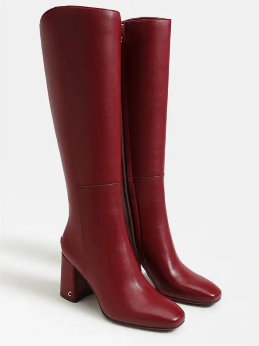 Circus NY by Sam Edelman Tall Dark Cherry Leather Block-Heel Boots - Picture 1 of 8